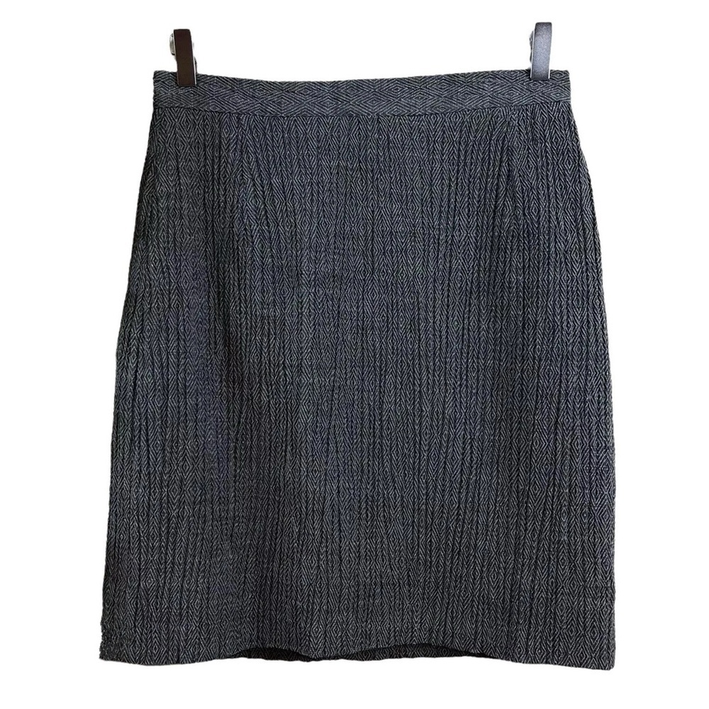 Tamotsu New York Textured Argyle Stretch Lined Pencil Skirt Career Gray Size 14